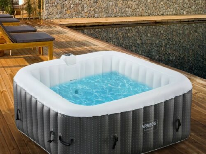 AREBOS Spa Gonflable In-Outdoor Whirlpool Piscine Massage bien-être 185x185cm