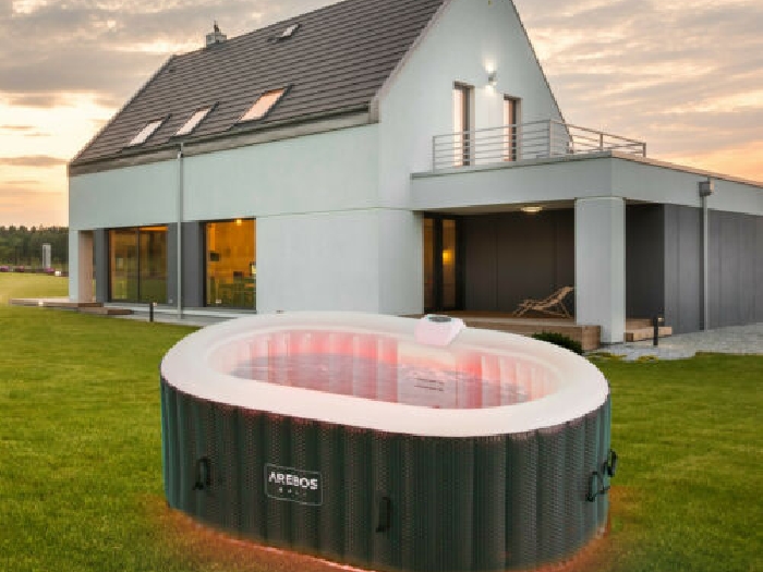 AREBOS In-Outdoor Whirlpool Spa Pool Wellness Massage ovale avec LED 2400 W